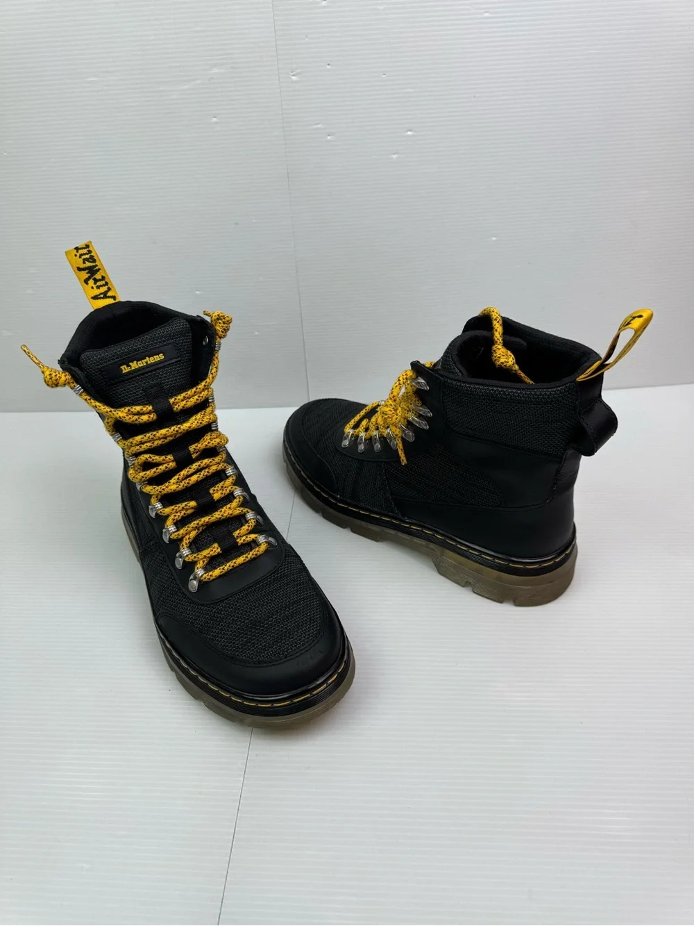 Dr Martens Combs Tech Canvas Boots Unisex US M 10 L 11 Black Combat Chunky Lace